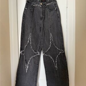 Edgy Black Distressed Women's Flare Jeans